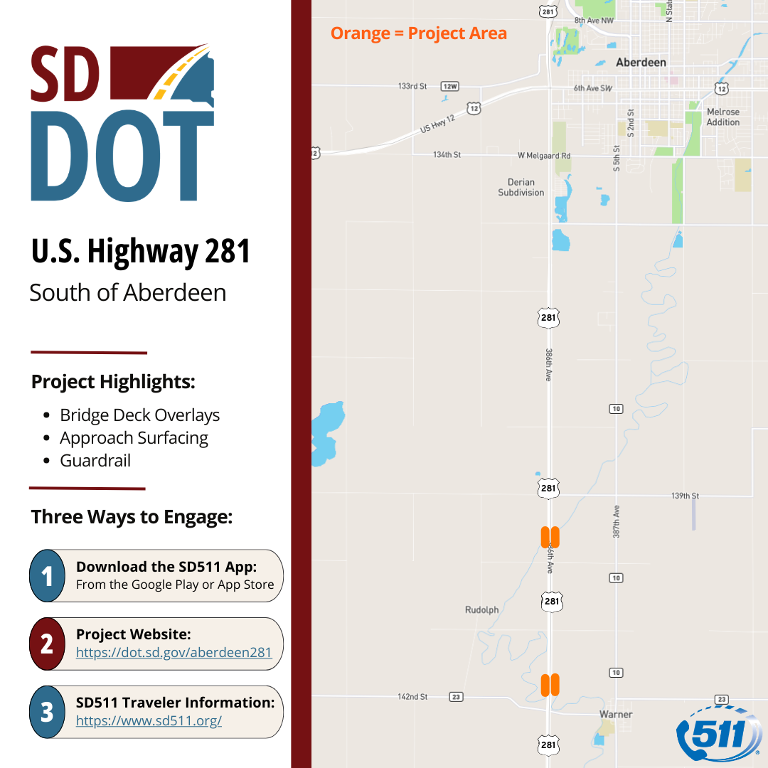 U.S. Highway 281 South of Aberdeen Location Map