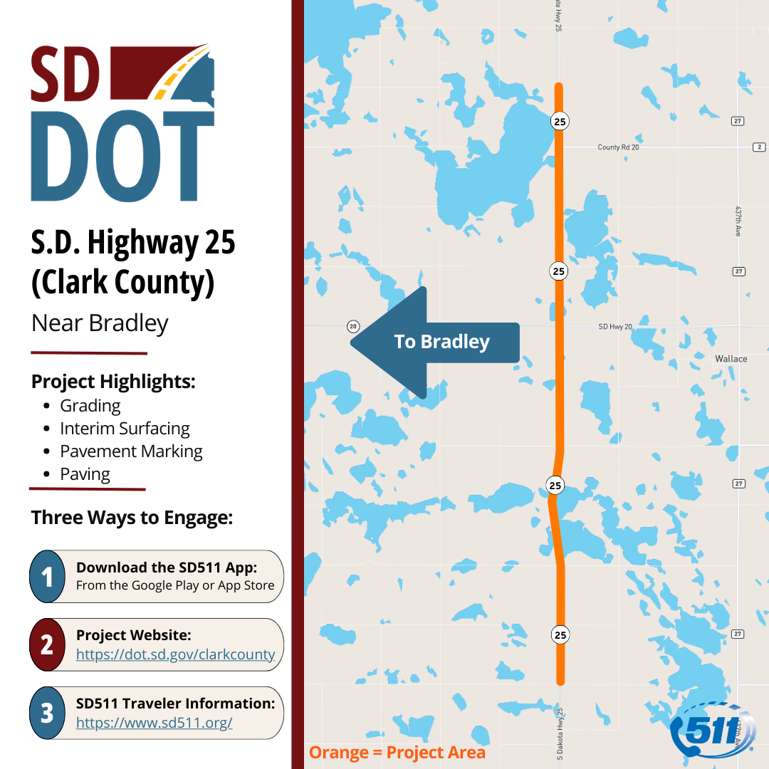 S.D. Highway 25 Clark County Near Bradley project location map